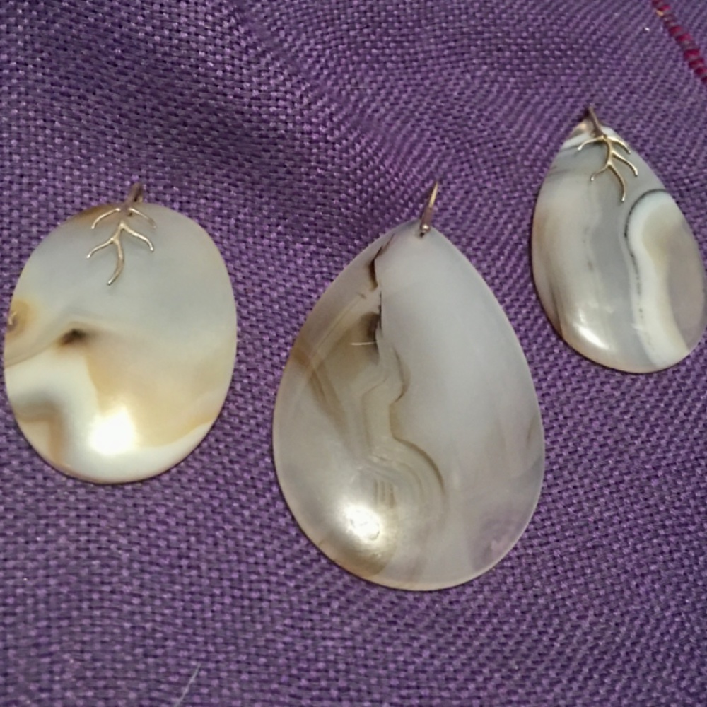 Naturally Occurring - Sterling SKI Pareidolia Chalcedony Pendants 1/21 or 3/42